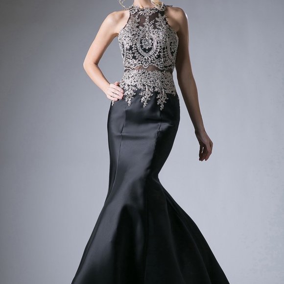 NEW BLACK SHEATH OPEN BACK EVENING PARTY Halter Neckline Long Prom Dress CD8934